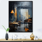 Yellow and grey Jazz cafe melody 4 - Music Canvas Wall Art