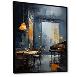 Yellow and grey Jazz cafe melody 4 - Music Canvas Wall Art