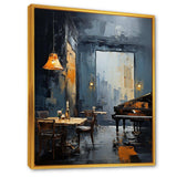 Yellow and grey Jazz cafe melody 4 - Music Canvas Wall Art