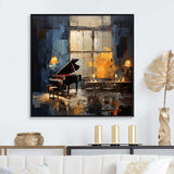 Yellow and grey grand piano Jazz cafe  IV - Music Canvas Wall Art