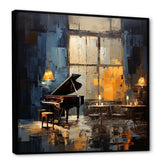 Yellow and grey grand piano Jazz cafe  IV - Music Canvas Wall Art