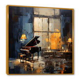 Yellow and grey grand piano Jazz cafe  IV - Music Canvas Wall Art