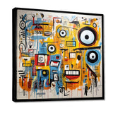 yellow and blue Graffiti Art Eyes chaos  I - Abstract Canvas Wall Art