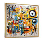 yellow and blue Graffiti Art Eyes chaos  I - Abstract Canvas Wall Art