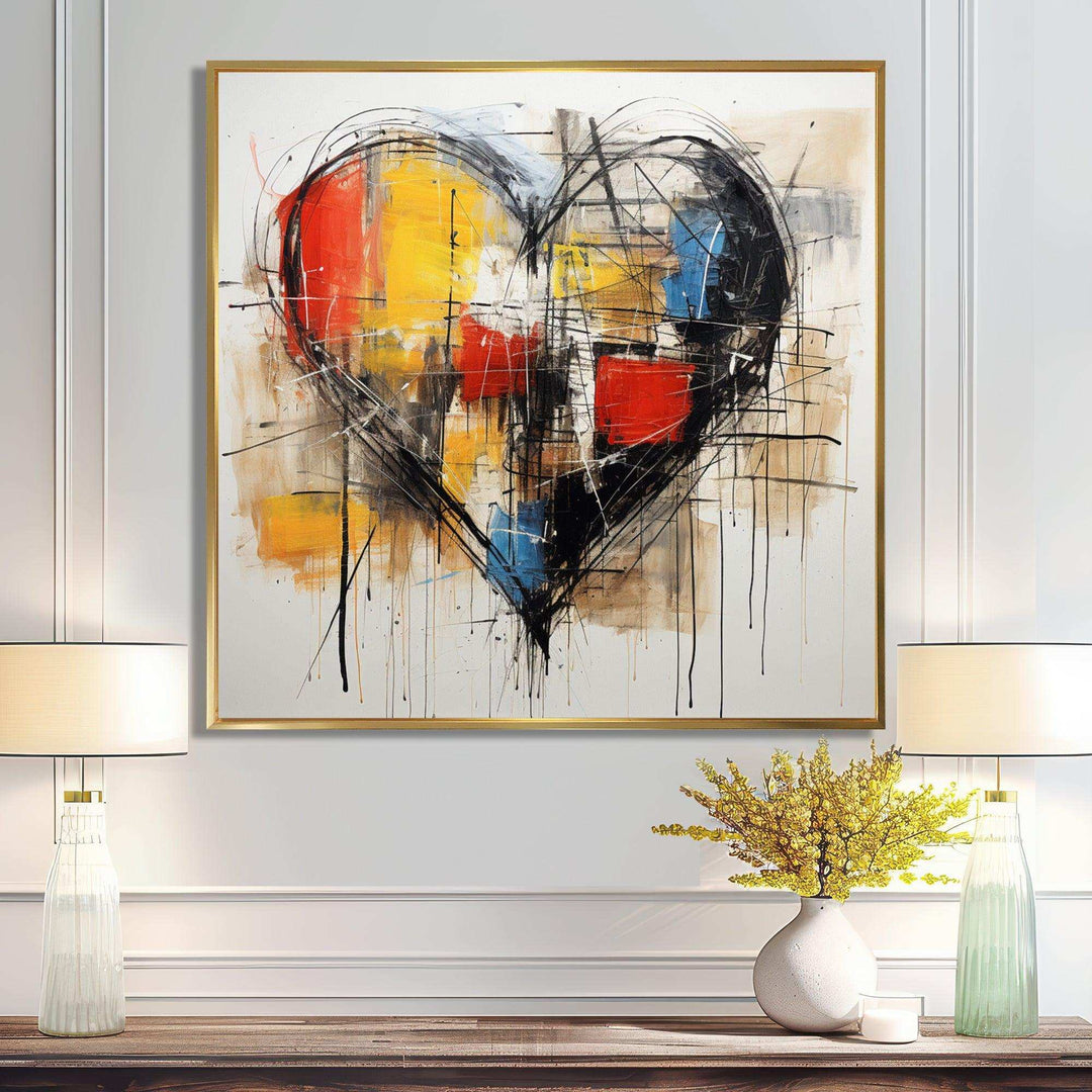 Pop Art heart abstract collages - Abstract Canvas Wall Art