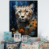 Blue and golden Leopard Serenity - Leopard Home Decor Art