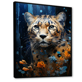 Blue and golden Leopard Serenity - Leopard Home Decor Art