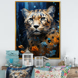 Blue and golden Leopard Serenity - Leopard Home Decor Art