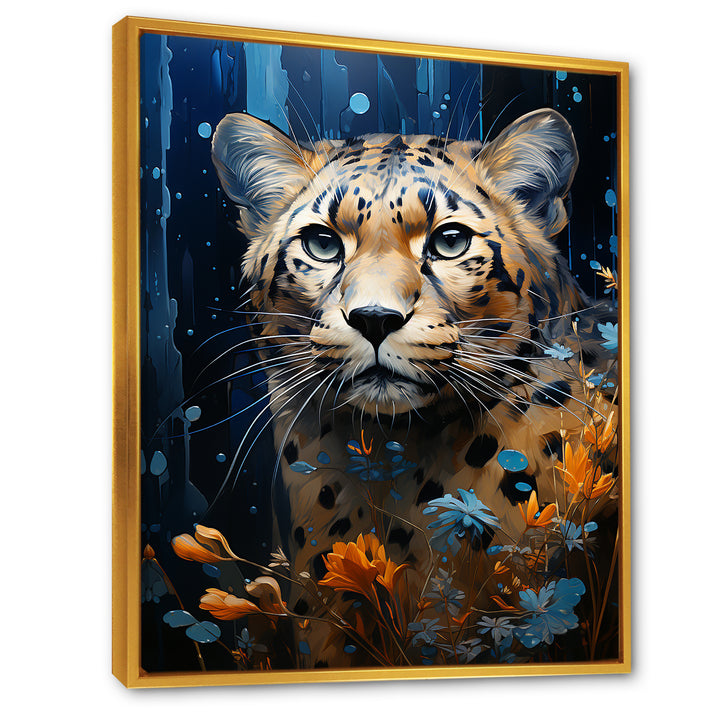 Blue and golden Leopard Serenity - Leopard Home Decor Art