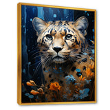 Blue and golden Leopard Serenity - Leopard Home Decor Art