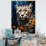 Blue and golden Leopard Serenity - Leopard Home Decor Art