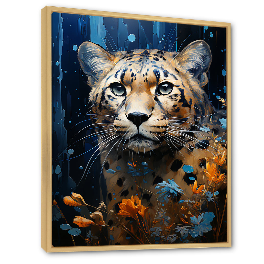 Blue and golden Leopard Serenity - Leopard Home Decor Art