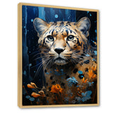 Blue and golden Leopard Serenity - Leopard Home Decor Art
