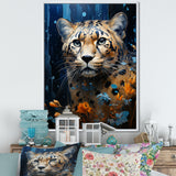 Blue and golden Leopard Serenity - Leopard Home Decor Art