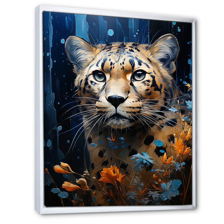 Blue and golden Leopard Serenity - Leopard Home Decor Art