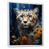 Blue and golden Leopard Serenity - Leopard Home Decor Art