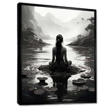 Meditation Yoga Meditative woman in lotus pose 1 - Spiritual Canvas Wall Art