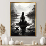 Meditation Yoga Meditative woman in lotus pose 1 - Spiritual Canvas Wall Art