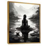 Meditation Yoga Meditative woman in lotus pose 1 - Spiritual Canvas Wall Art