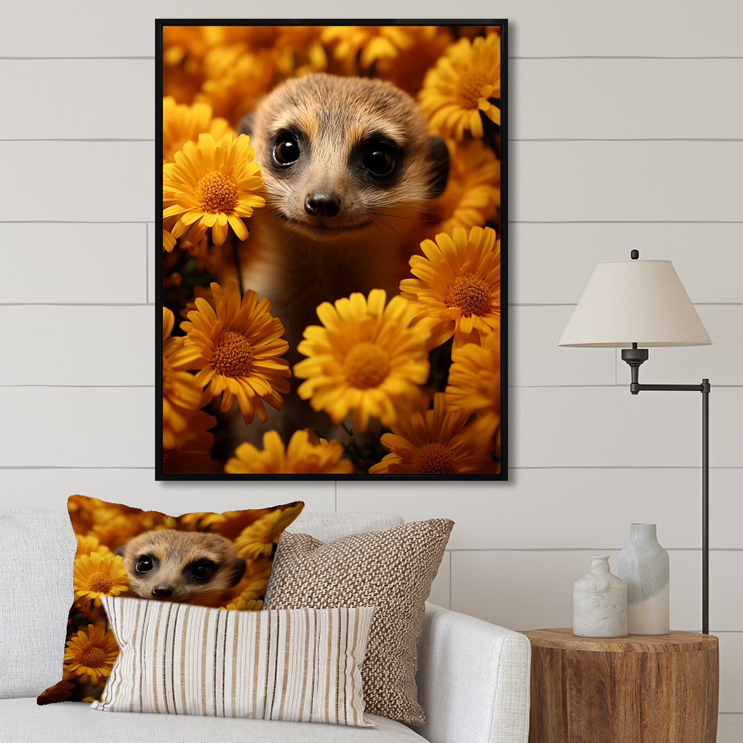 Yellow floral Meerkat - Meercat Wall Decor