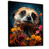 Blue Meerkat floral meadows - Meercat Large Canvas Wall Art