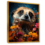Blue Meerkat floral meadows - Meercat Large Canvas Wall Art
