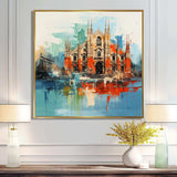 Milan cityscape in orange blue - Cityscapes Canvas Wall Art