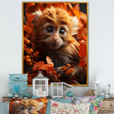 Brown Fall Foliage Monkey - Monkey Bedroom Wall Art