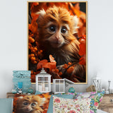 Brown Fall Foliage Monkey - Monkey Bedroom Wall Art