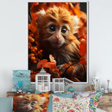 Brown Fall Foliage Monkey - Monkey Bedroom Wall Art