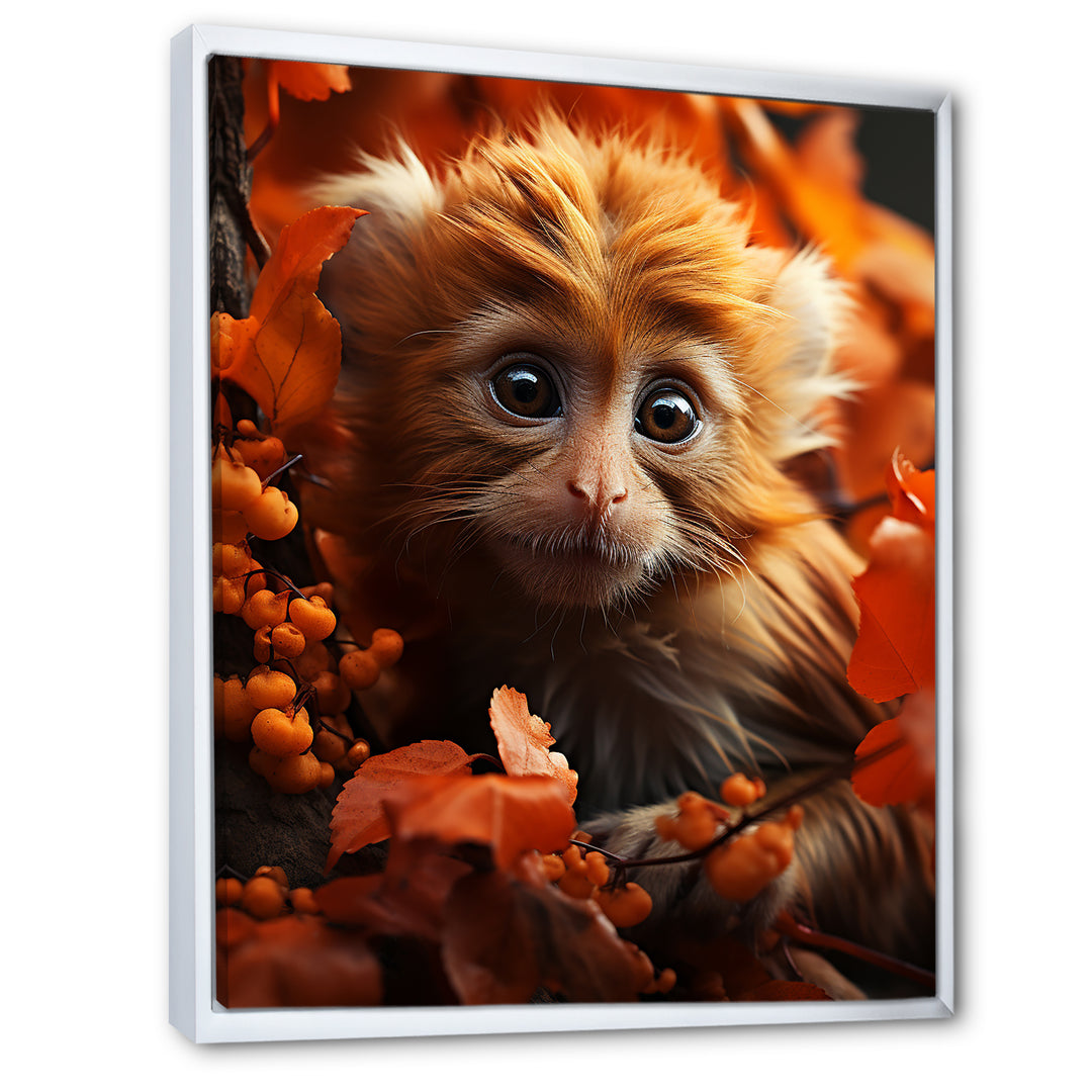 Brown Fall Foliage Monkey - Monkey Bedroom Wall Art
