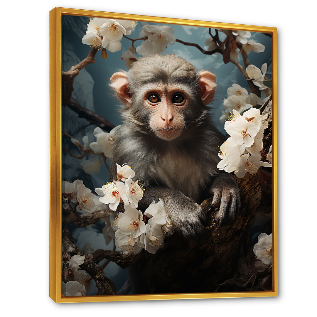 Grey Springtime floral Monkey Palette - Monkey Wall Decor