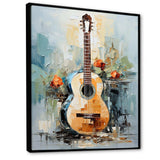 Yellow Fluid Brown Guitar Melody - Music Canvas Wall Art