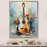 Yellow Fluid Brown Guitar Melody - Music Canvas Wall Art