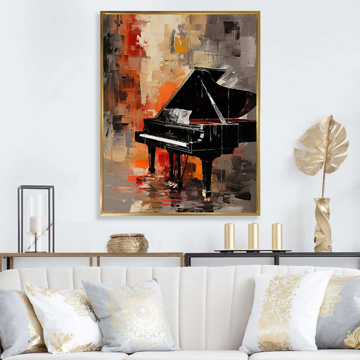 Classical black piano Sonata II - Music Canvas Wall Art