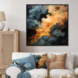 Grey and orange Polar Radiance smoke II - Abstract Canvas Wall Art