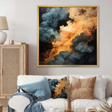 Grey and orange Polar Radiance smoke II - Abstract Canvas Wall Art