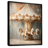 Beige Merry Go Round Carousel - Architecture Canvas Wall Art