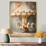 Beige Merry Go Round Carousel - Architecture Canvas Wall Art