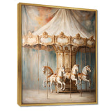 Beige Merry Go Round Carousel - Architecture Canvas Wall Art