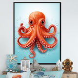 Orange and blue Octopus Tentacle Elegance - Octopus Living Room Wall Art