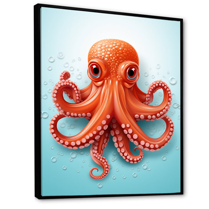 Orange and blue Octopus Tentacle Elegance - Octopus Living Room Wall Art