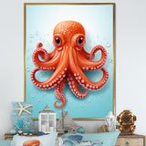 Orange and blue Octopus Tentacle Elegance - Octopus Living Room Wall Art