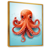 Orange and blue Octopus Tentacle Elegance - Octopus Living Room Wall Art