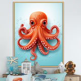 Orange and blue Octopus Tentacle Elegance - Octopus Living Room Wall Art