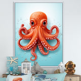 Orange and blue Octopus Tentacle Elegance - Octopus Living Room Wall Art