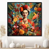 Colorful Fridas Floral Masterpiece I - People Canvas Wall Art