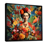 Colorful Fridas Floral Masterpiece I - People Canvas Wall Art