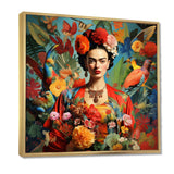 Colorful Fridas Floral Masterpiece I - People Canvas Wall Art