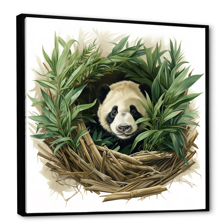 Green Bamboo Dwelling Panda - Panda Canvas Wall Art